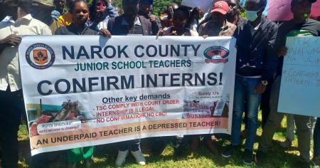 Narok JSS Intern Teachers Hold Demonstrations, Demands Permanent Employment