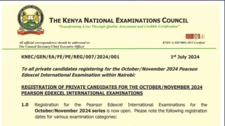 KNEC Announces Registration for October/November 2024 Pearson Edexcel International Examinations