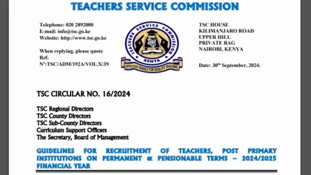 TSC Teacher Recruitment Guidelines for Post-Primary Institutions (Permanent and Pensionable Terms) – 2024/2025