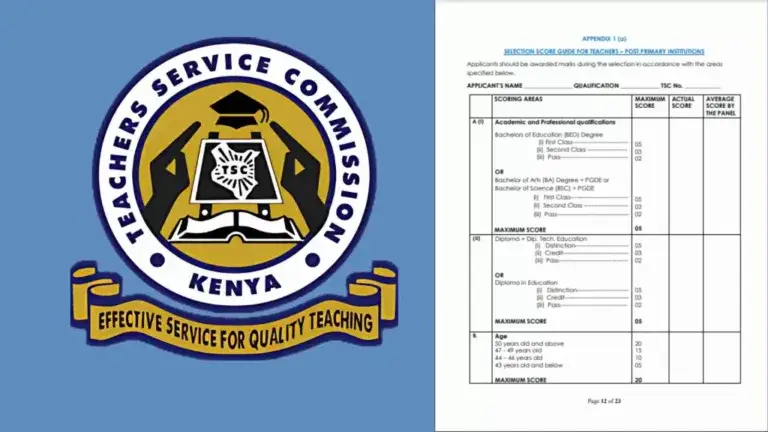 TSC Replacement Verification, Interview, and Score Sheet for Teachers 2025 – Post Primary Institutions